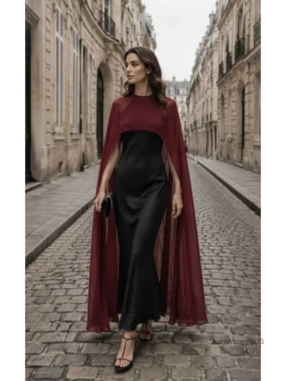 Chiffon Sheer Mesh Cape High Low Flowy Poncho Bridal Wedding Capelet Evening